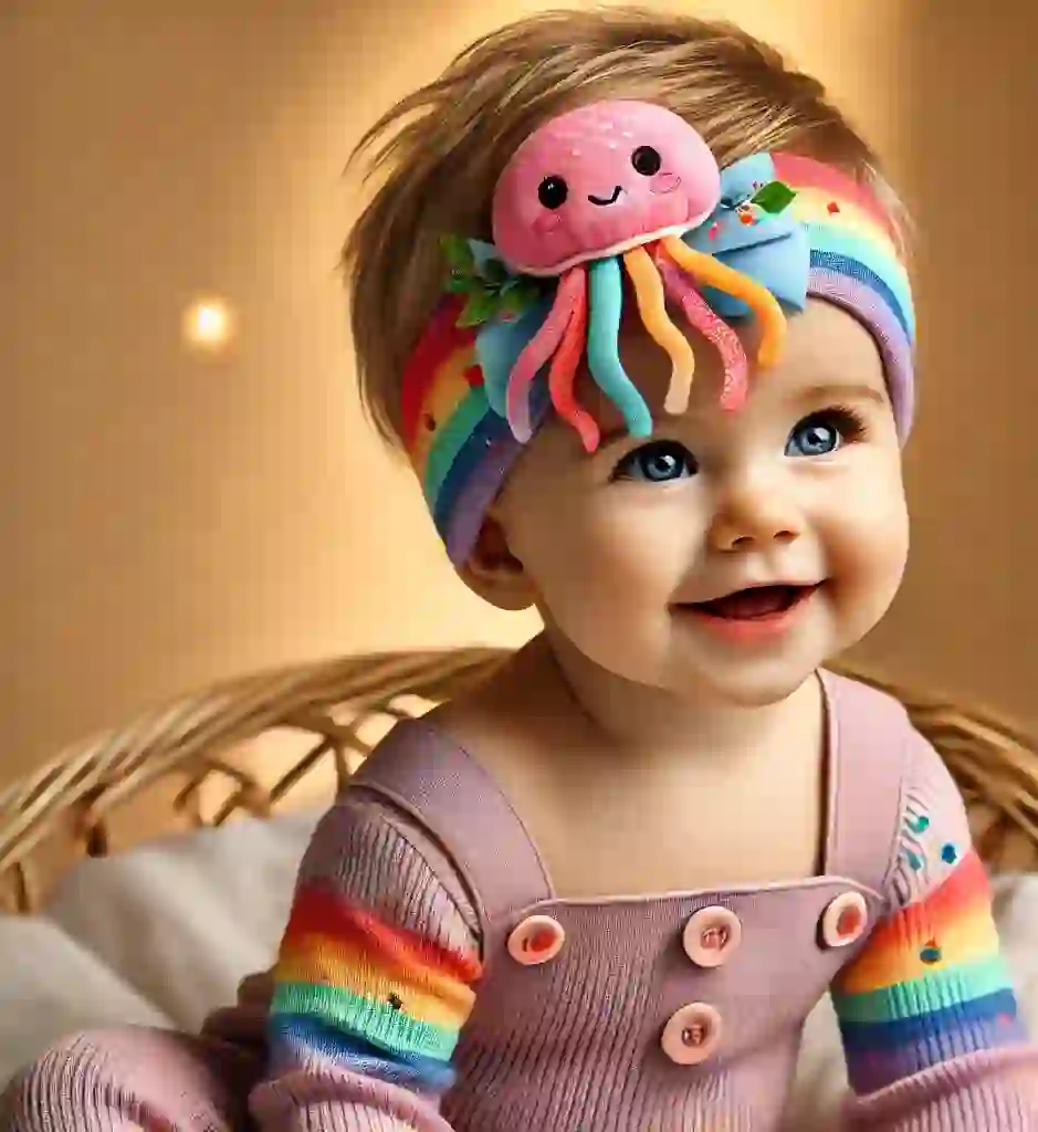 Jellyfish-Themed Baby Headband with Plush Jellyfish Toy